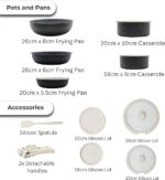 12 PC NON-STICK COOKWARE SET w/DETACHABLE HANDLES - MIDNIGHT GRANITE - Image 4