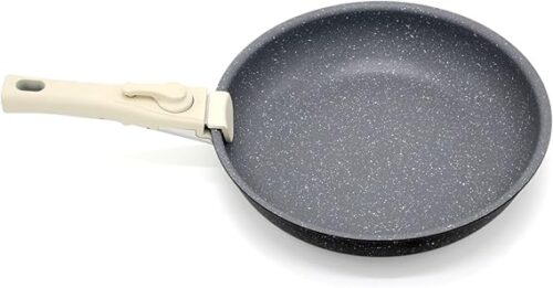 12 PC NON-STICK COOKWARE SET w/DETACHABLE HANDLES - MIDNIGHT GRANITE - Image 6