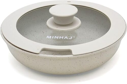 12 PC NON-STICK COOKWARE SET w/DETACHABLE HANDLES - VANILLA CREAM - Image 2