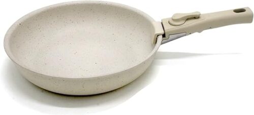 12 PC NON-STICK COOKWARE SET w/DETACHABLE HANDLES - VANILLA CREAM - Image 6