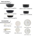 12 PC NON-STICK COOKWARE SET w/DETACHABLE HANDLES -RED - Image 5