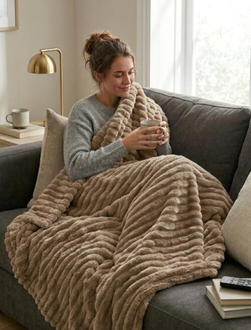 CARDUCCI RIBBED FUR BLANKET - 220X260 - Image 1
