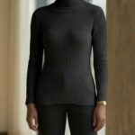 LDS L/S POLO NECK KNITTED JERSEY