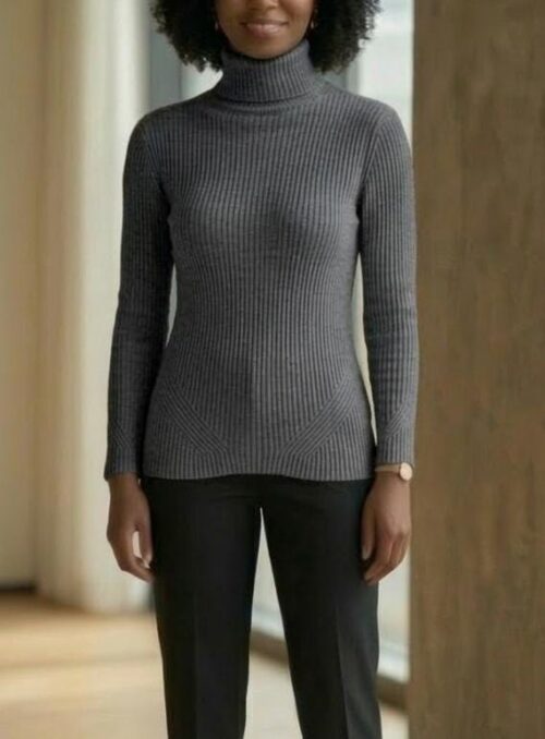 LDS L/S POLO NECK KNITTED JERSEY - Image 3