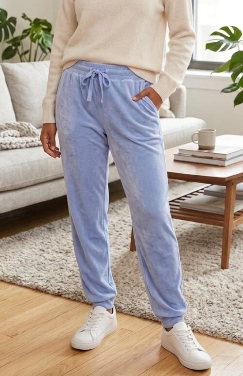 WhatsApp Image 2026-03-16 at 15.16.29 BE YOURSELF LDS VELVET JOGGER - BLUE - Image 1