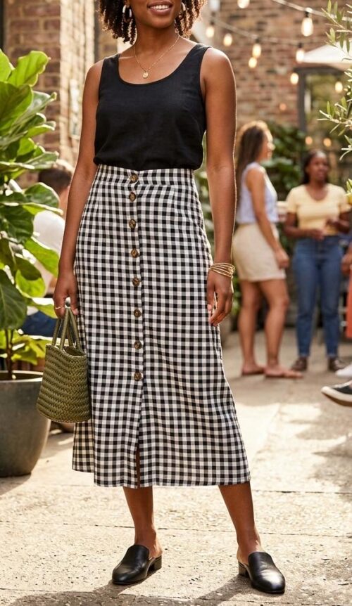 WhatsApp Image 2026-04-06 at 12.59.57 LDS CHECK SKIRT MID BUTTONS - Image 1