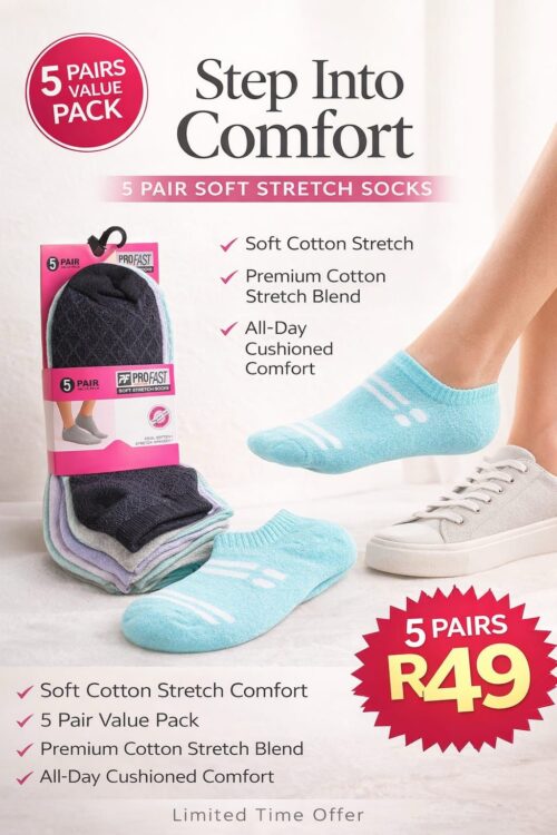 SOFT STRETCH ANKLE SOCKS - 5PACK