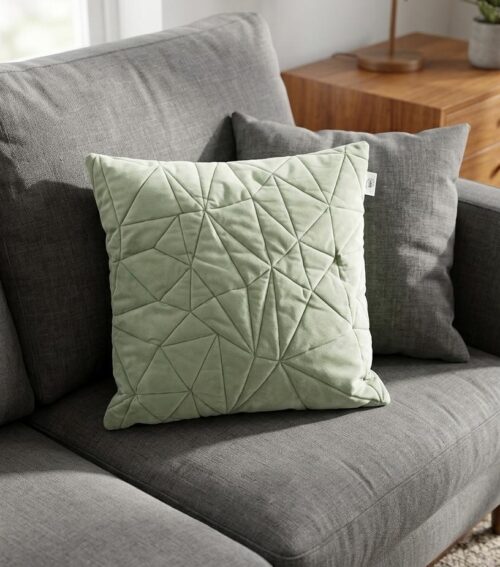VELOUR GREEN SCATTER CUSHION COVER - 43 X 43 CM