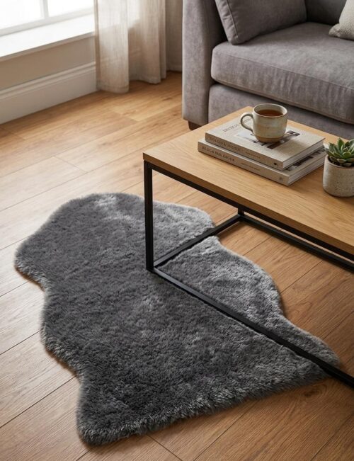 ASYMMETRIC FAUX FUR RUG - 85 X 55 CM - Image 1