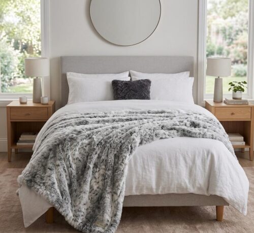 ARIA FAUX FUR INNER SHERPA THROW - 150X200