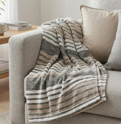 CHENILLE MULTI STRIPE THROW - 140 X 180CM - Image 1