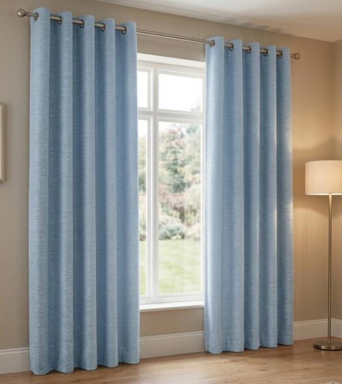 CHENILLE 70% BLOCKOUT TEXTURED EYELET CURTAIN - 140 X 240CM - Image 2