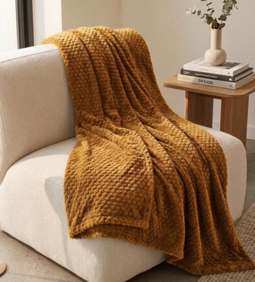 PIERRE CARDIN HONEY COMB FLANNEL THROW - 180 X 200