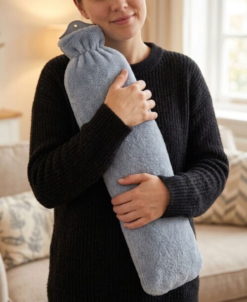 LONG HOT WATER BOTTLE W/ASST FLUFFY COVER