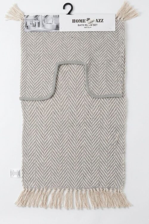 HOME SAZZ 2PC COTTON BATHROOM MAT W/TASSELS - Image 2