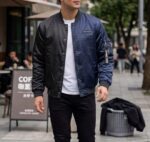 BOOHOO MENS L/S SATIN 2 TONE BOMBA JACKET - FULL ZIP