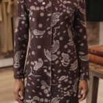 LADIES PAISLEY L/S PRTD OUTER STITCH DRESS