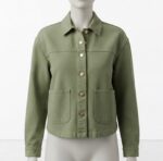 LADIES L/S BUTTON UP DENIM JACKET - GREEN - Image 2