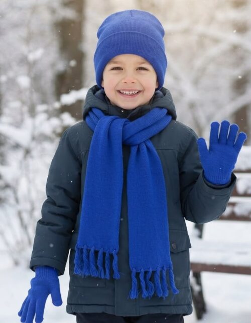 KIDS WINTER KNITTED 3PC SET - BEANIE/GLOVE/SCARF
