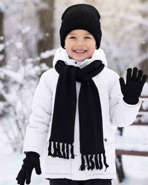KIDS WINTER KNITTED 3PC SET - BEANIE/GLOVE/SCARF - Image 2