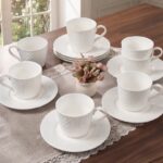 CERAMIC EMBOSSED CUP & SAUCER SET - 12PC