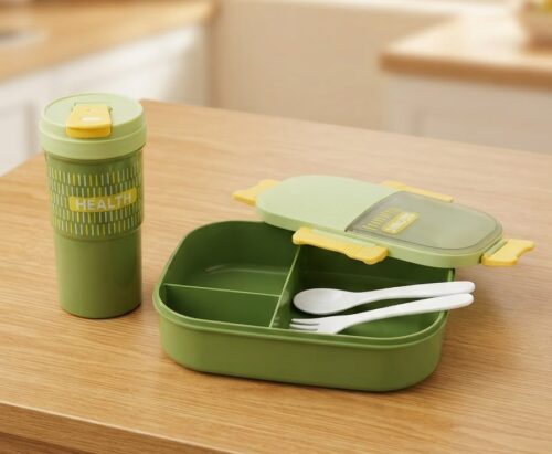 GRID LUNCH BOX  SET W/UTENSILS & 550ML BOTTLE - Image 3