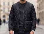 BOOHO MENS L/S FULL ZIP QUILTED JACKET W/FRONT POCKET