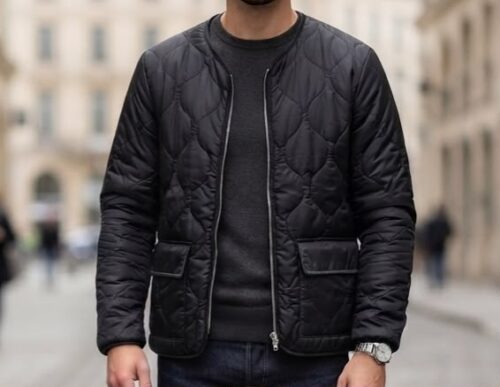 BOOHO MENS L/S FULL ZIP QUILTED JACKET W/FRONT POCKET