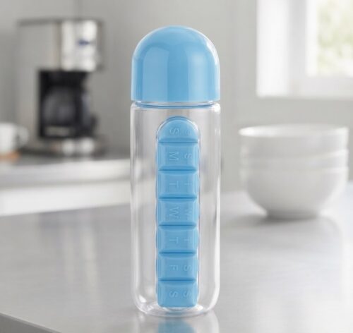 ACRYLIC WATER BOTTLE W/ SIDE PILL ATTACHTMENT - Image 3