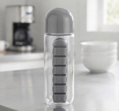 ACRYLIC WATER BOTTLE W/ SIDE PILL ATTACHTMENT - Image 2