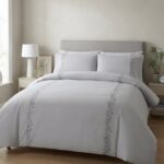 WASHED POLYESTER EMBROIDERED DUVET COVER SET - DOUBLE