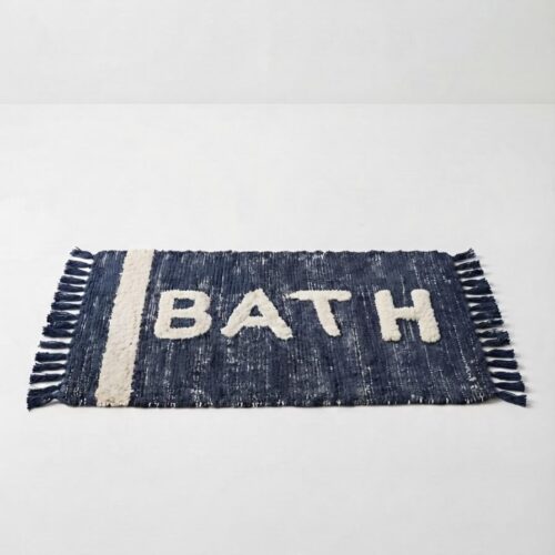 TUFTED PRINT BATHROOM MAT WITH TASSELS – 50 X 80CM