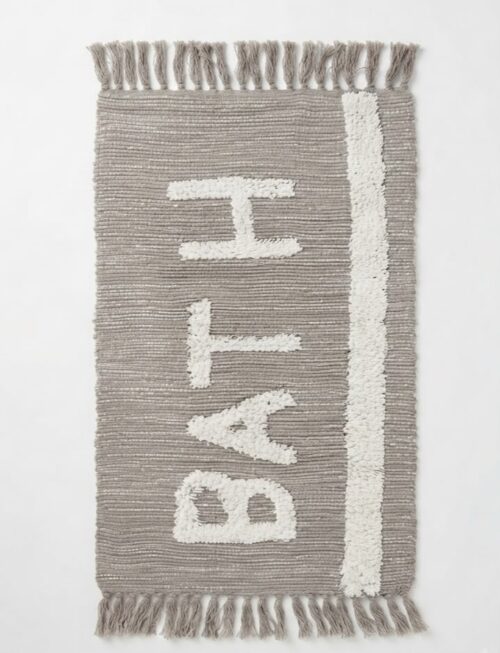 TUFTED PRINT BATHROOM MAT WITH TASSELS – 50 X 80CM - Image 2