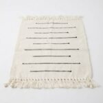 BLACK & WHITE TABLE PLACEMAT WITH TASSELS – 35 X 45CM - Image 2
