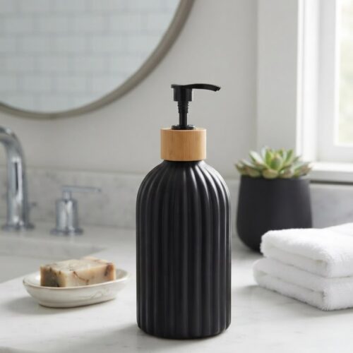 RIBBED GLASS SOAP DISPENSER