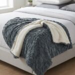 HOME SAZZ RABBIT FUR THROW WITH SHERPA REVERSE – 160 X 220CM