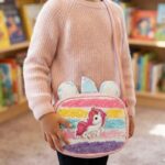 KIDS' UNICORN DESIGN HANDBAG WITH MULTI-COLOUR STRAP