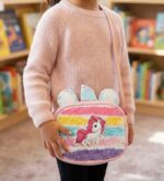 KIDS' UNICORN DESIGN HANDBAG WITH MULTI-COLOUR STRAP