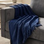 HOME SAZZ KNITTED PLAIN THROW – 130 X 160CM – NAVY