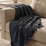 HOME SAZZ KNITTED PLAIN THROW – 130 X 160CM – DARK GREY