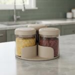 3-PIECE GLASS CONDIMENT SET WITH ROTATING RACK - Image 2