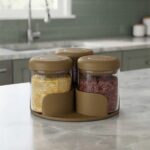 3-PIECE GLASS CONDIMENT SET WITH ROTATING RACK - Image 3