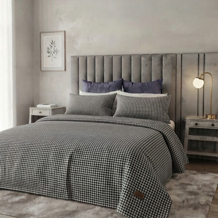 WhatsApp Image 2026-08-28 at 11.26.57 PRINTED HOUNDSTOOTH QUILT SET – 3 PIECES – 240 X 240CM - Image 1