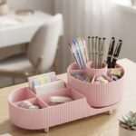 MAKE UP STAND SPLIT STORAGE W/ROTATING BRUSH DIVID