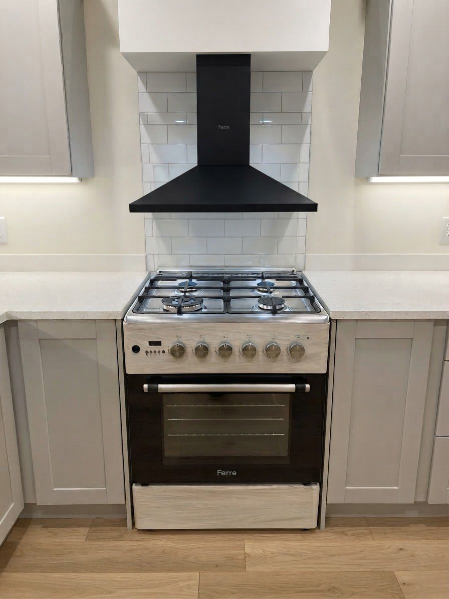 WhatsApp Image 2026-09-04 at 09.37.20 FERRE ( CREAM ) 60 X 60CM ELECTRIC/GAS STOVE + FREE ( BLACK ) 90CM PYRAMID CHIMNEY HOOD EXTRACTOR+ FREE DELIVERY! - Image 1