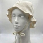 LADIES KNITTED PLAIN SUMMER HAT WITH STRAPS