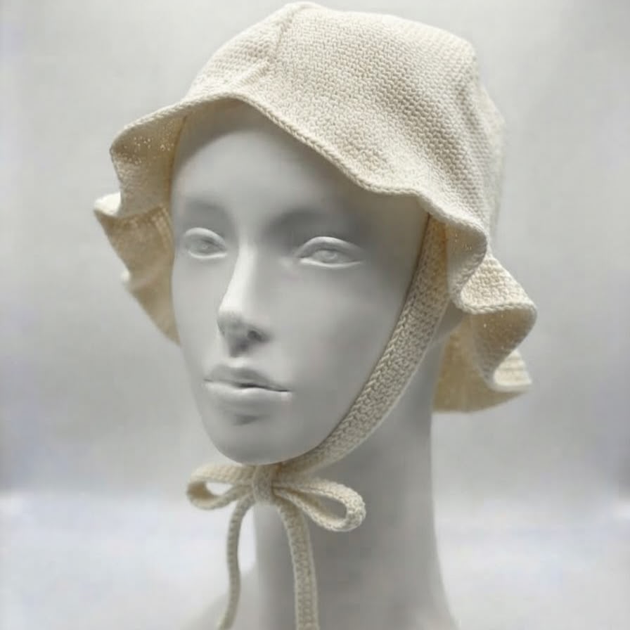 WhatsApp Image 2026-09-14 at 15.44.04 LADIES KNITTED PLAIN SUMMER HAT WITH STRAPS - Image 1