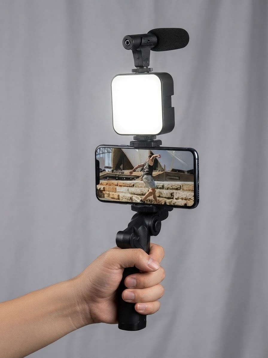 WhatsApp Image 2026-09-19 at 11.03.18 ALL-IN-ONE VLOGGING KIT – TRIPOD, LED LIGHT & MICROPHONE - Image 1