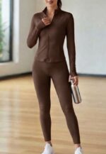 LADIES 2PC GYM SET – LONG SLEEVE FULL ZIP WITH LONG TIGHTS | NEW FEE - Image 3