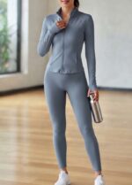 LADIES 2PC GYM SET – LONG SLEEVE FULL ZIP WITH LONG TIGHTS | NEW FEE - Image 2